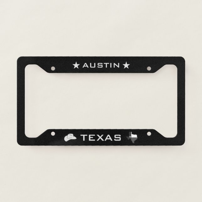 Austin Texas Cowboy Hat  License Plate Frame (Front)