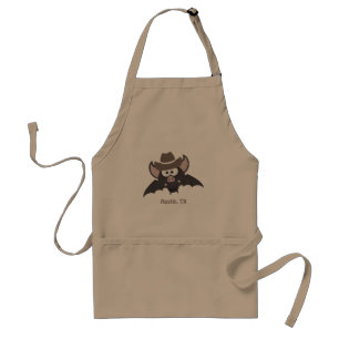 Austin Texas Cute Cartoon Cowboy Bat Adult Apron