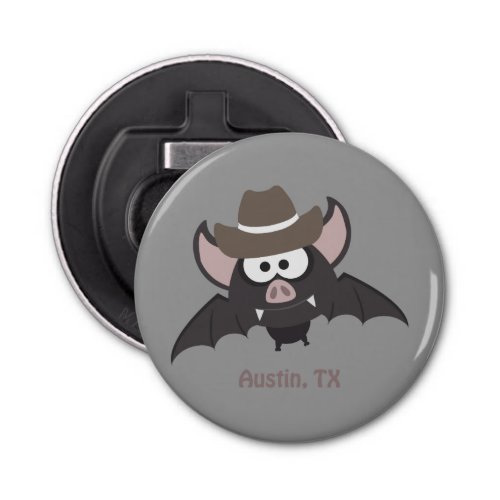 Austin Texas Cute Cartoon Cowboy Bat Bottle Opener