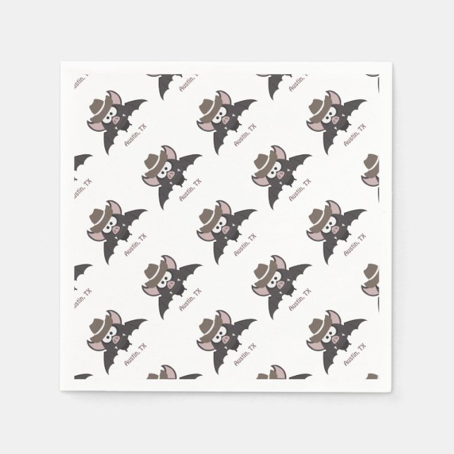 Austin Texas Cute Cartoon Cowboy Bat Napkins (Front)