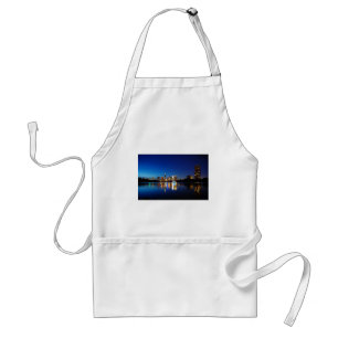 Austin Texas Downtown Night Skyline Ladybird Lake Adult Apron