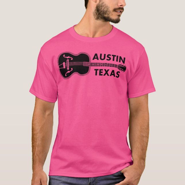 Austin Texas F-Hole Acoustic Country Music Guitar T-Shirt (Front)