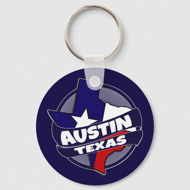 Austin Texas flag burst keychain (Front)