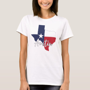 Austin, Texas Flag Map Women's White T-Shirt