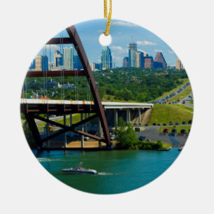Austin, Texas from 360 Bridge Ceramic Ornament