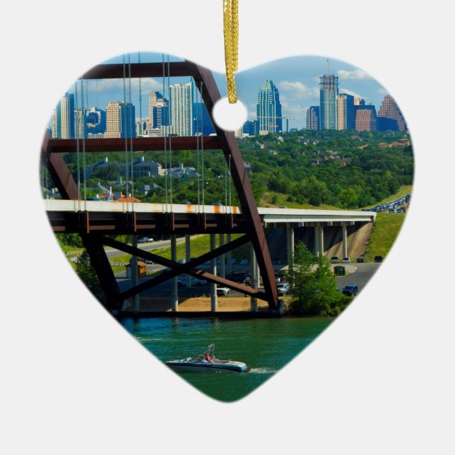 Austin, Texas from 360 Bridge Ceramic Ornament (Front)
