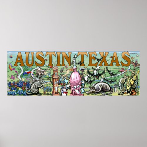 Austin Texas Fun Art Poster