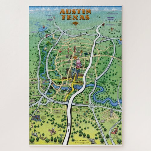 Austin Texas Fun Map Jigsaw Puzzle