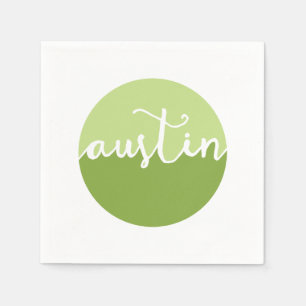 Austin, Texas Green Ombre Circle Napkins