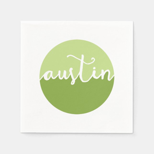 Austin, Texas | Green Ombre Circle Napkins (Front)