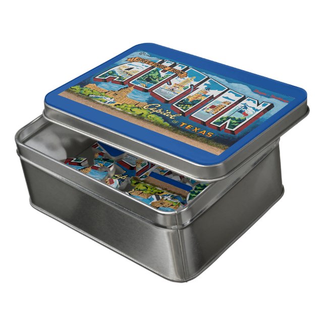 Austin, Texas Greetings Jigsaw Puzzle (Lid Open)
