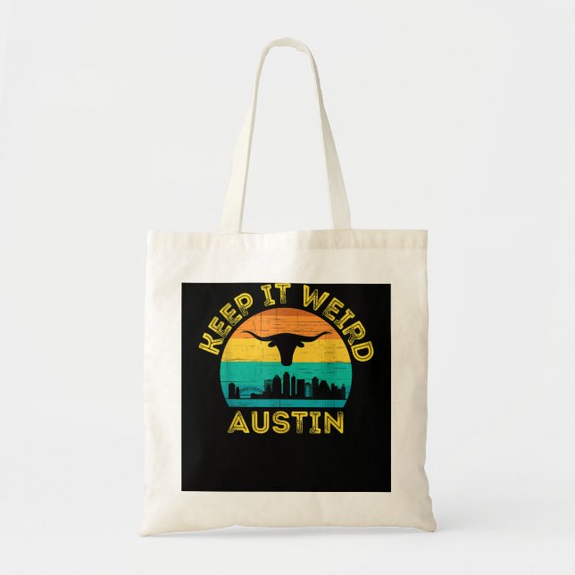 Austin, Texas Keep It Weird Longhorn Tote Bag (Front)