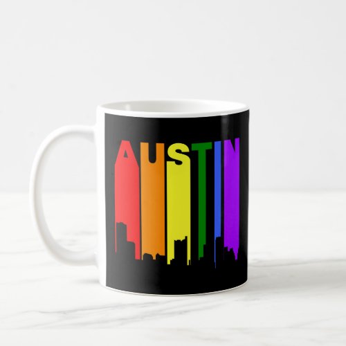 Austin Texas LGBTQ Gay Pride Rainbow Skyline  Coffee Mug