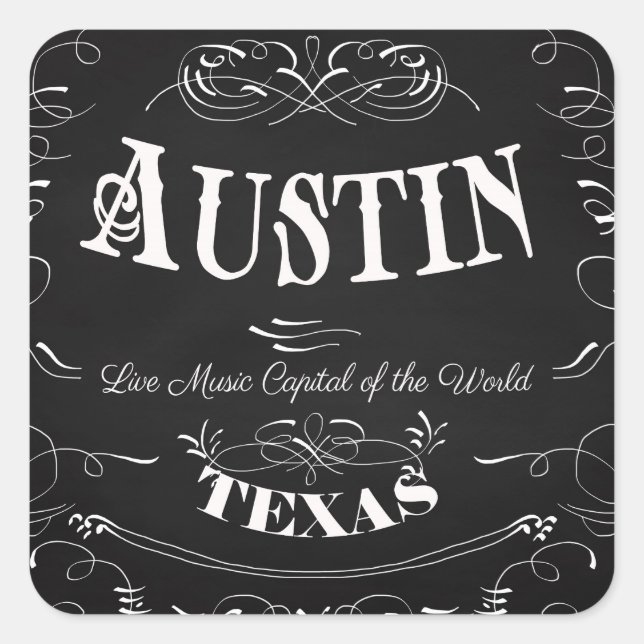 Austin, Texas - Live Music Capital of the World Square Sticker (Front)