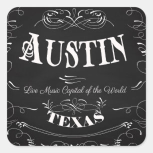 Austin, Texas - Live Music Capital of the World Square Sticker