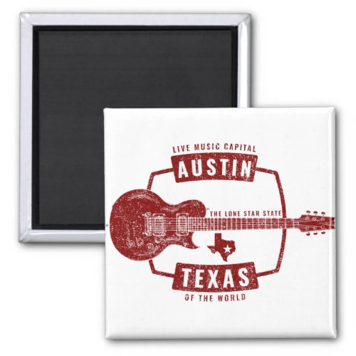 Austin Texas Live Music Guitar Magnet