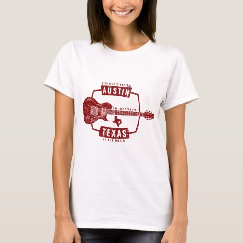 Austin Texas Live Music Guitar T_Shirt