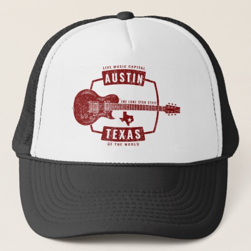 Austin Texas Live Music Guitar Trucker Hat