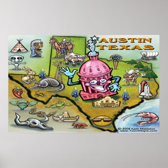 Austin TEXAS Map Poster (Front)