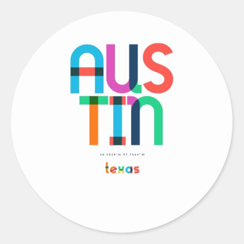 Austin Texas Mid Century Pop Art Classic Round Sticker
