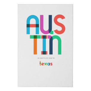 Austin Texas Mid Century, Pop Art, Faux Canvas Print