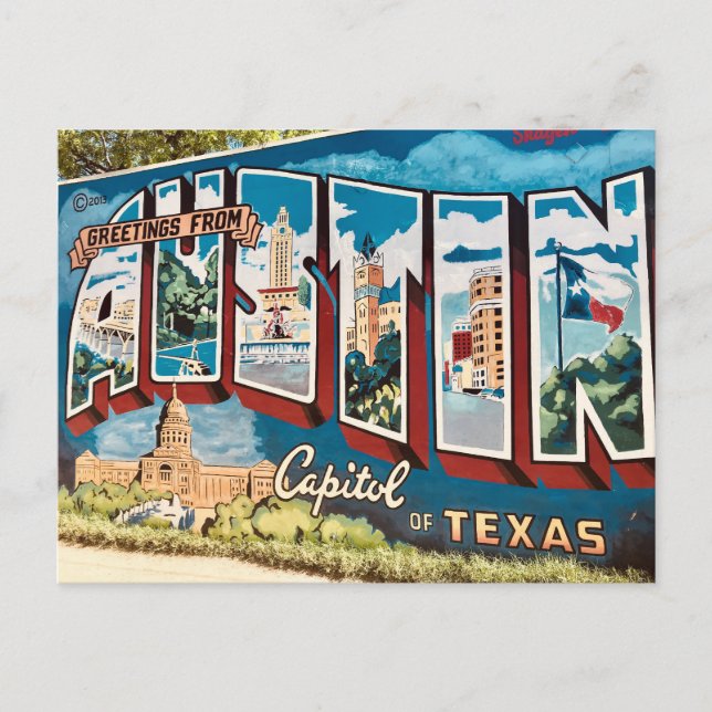 Austin Texas Mural Wall Postcard (Front)