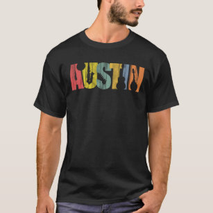 Austin Texas Music Wood Grain Distressed T-Shirt
