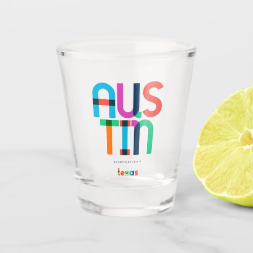 Austin Texas Rainbow Pop Art Shot Glass