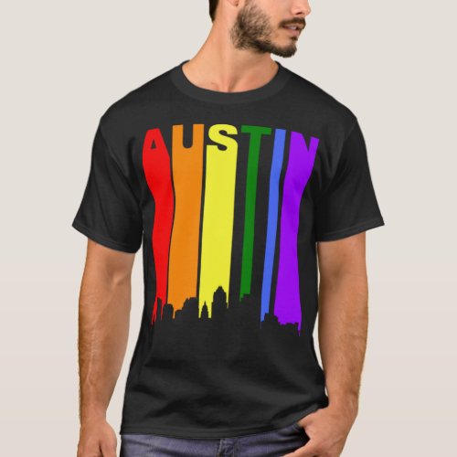 Austin Texas Rainbow Skyline LGBT Gay Pride 1  T_Shirt