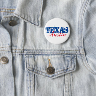 Austin Texas Red Blue Typography Button