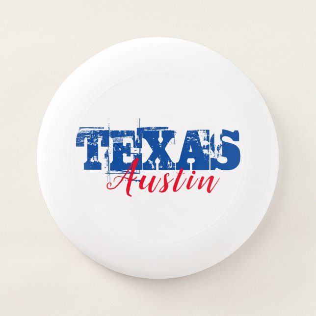 Austin Texas Red Blue Typography  Wham-O Frisbee (Front)