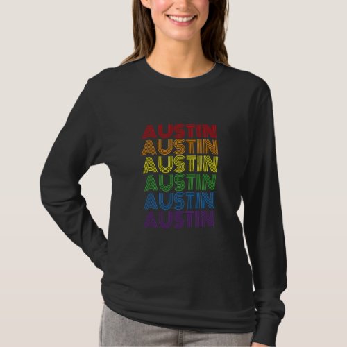 Austin Texas Retro Rainbow Vintage City Men  T_Shirt
