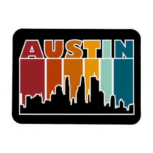 Austin Texas Retro Sunset Cityscape Magnet