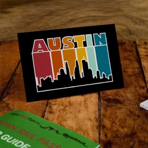 Austin Texas Retro Sunset Cityscape Postcard