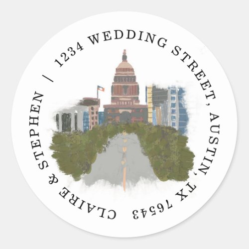 Austin Texas Return Address Classic Round Sticker