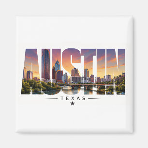 Austin Texas Riverfront Skyline Travel Scene Magnet