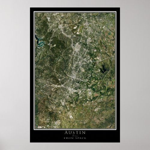 Austin Texas Satellite Poster Map