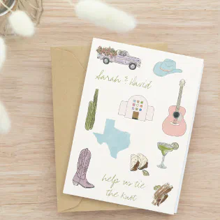 Austin, Texas save the date with drawings  Invitation