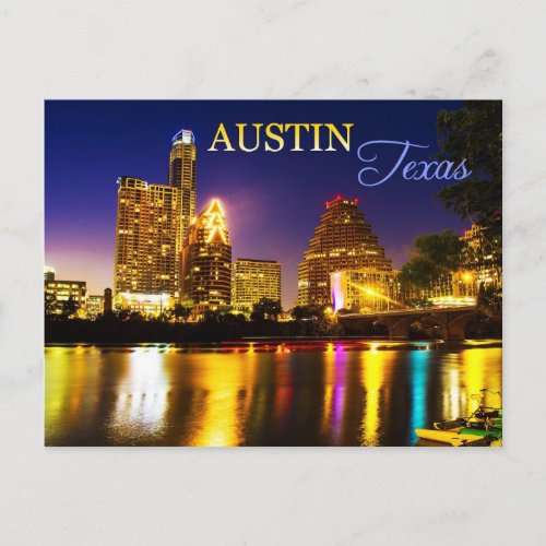 Austin Texas Skyline at Night Postcard