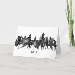 Austin Texas Skyline BW Holiday Card
