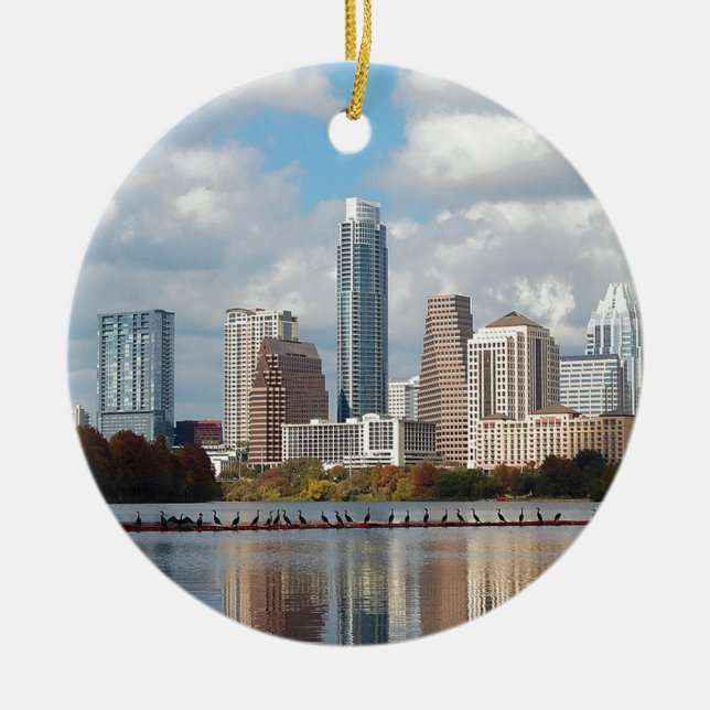 Austin Texas Skyline Ceramic Ornament (Front)