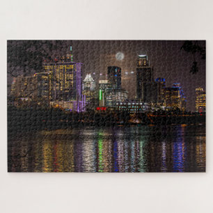 Austin, Texas Skyline Full Moon Jigsaw Puzzle