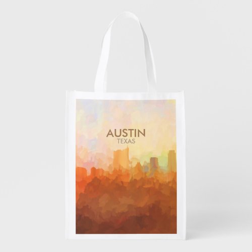 Austin Texas Skyline IN CLOUDS Reusable Grocery Bag