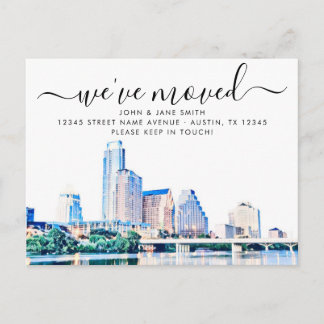 Austin Texas Skyline Moving Announcement Postcard