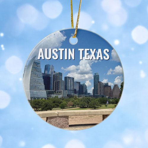 Austin Texas Skyline Souvenir Christmas Ceramic Ornament
