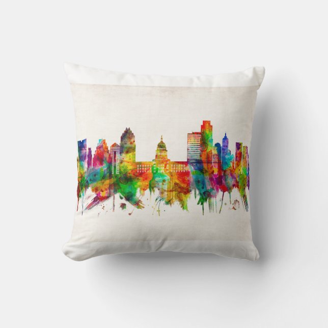Austin Texas Skyline Throw Pillow (Front)