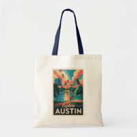 Austin Texas Skyline Travel Art Vintage