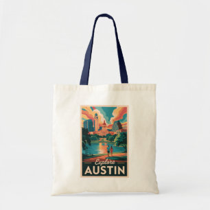 Austin Texas Skyline Travel Art Vintage Tote Bag