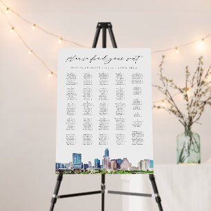 AUSTIN TEXAS Skyline Travel Wedding Seating Chart Foam Board