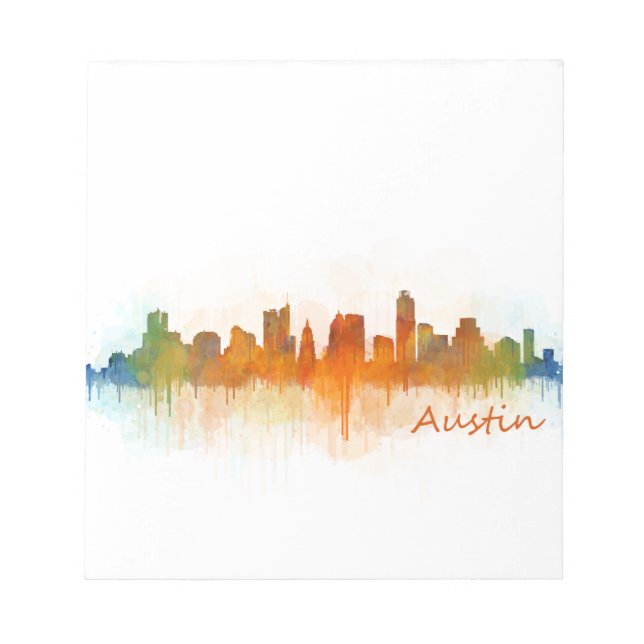 Austin Texas skyline Watercolor v3 Notepad (Front)